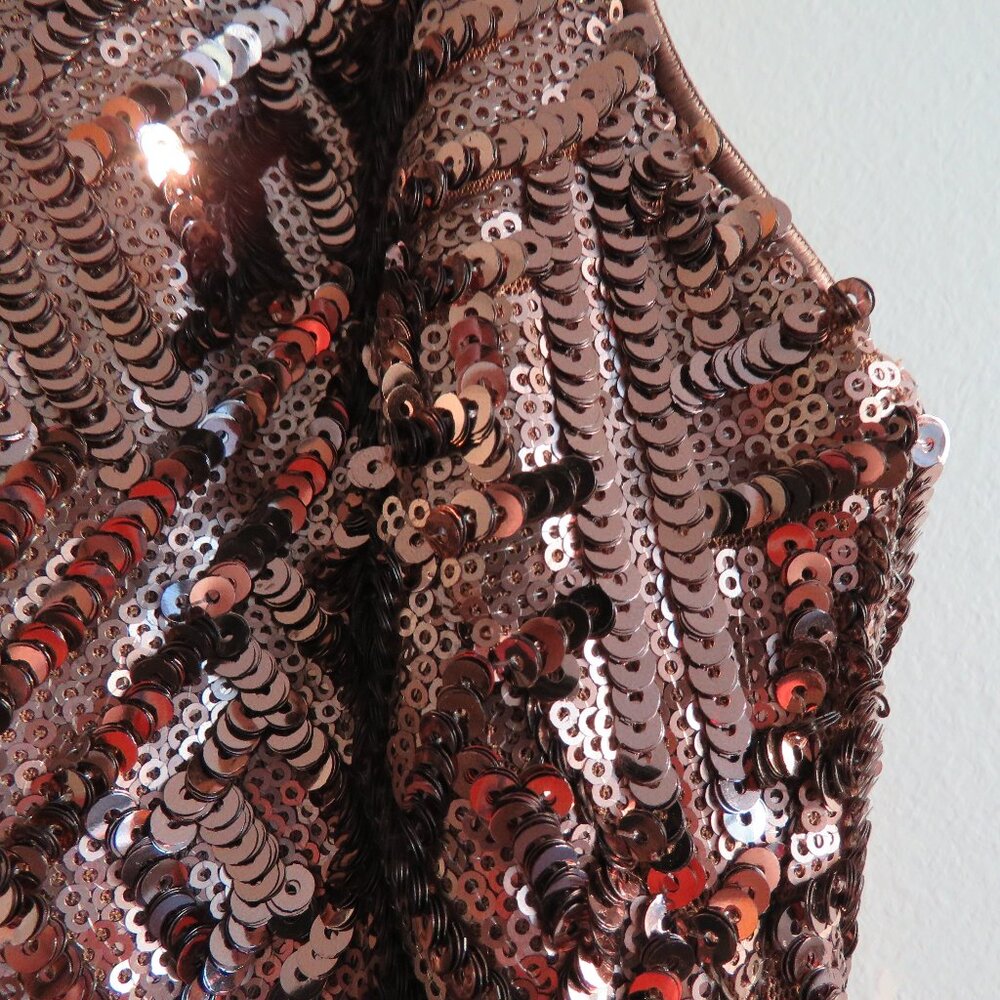 DRESS THE POPULATION Mia Bronze Sequin Mini Fit and Flare Dress - Size S - Picture 4 of 16